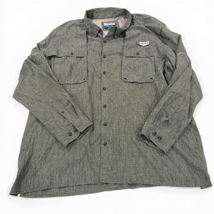 MAGELLAN Fishing Shirt Men 3XL Green Long Sleeve Vented Button Down Outdoor